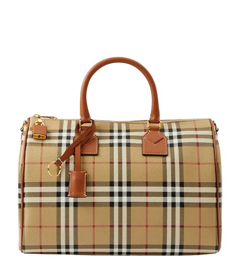 burberry black leather bowling bag|burberry check bowling bag.